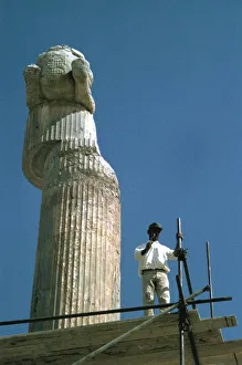 Achaemenid Collection: Protome of half horse, the Apadana, Persepolis, Iran
