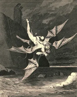Boiling Prints: But the other proved a goshawk... and in the boiling lake both fell, c1890. Creator