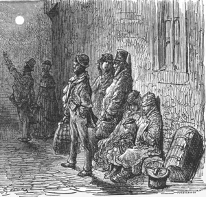 Huddled Together Prints: Provincials in Search of Lodgings, 1872. Creator: Gustave Doré