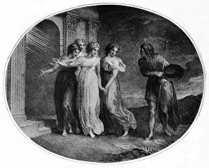 Beautiful Prints: Prudence, Piety, Charity and Discretion inviting Christian into the Palace Beautiful