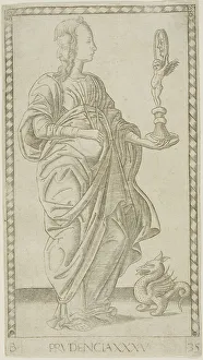 Mantegna Prints: Prudence, plate 35 from Genii and Virtues, c.1465. Creator: Unknown