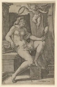 Prudence, from the series The Seven Virtues, 1530. Creator: Lucas van Leyden Prudence, from the series The Seven Virtues, 1530. Creator: Lucas van Leyden