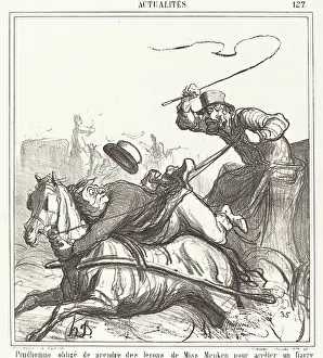 Passenger Prints: Prudhomme oblige de prendre des lecons... 1867. Creator: Honore Daumier