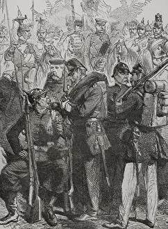Pipe Prints: Prussian army uniforms in 1870. Creator: Unknown