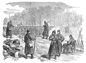 Displaced Person Prints: Prussian barricade on the Rueil road: French peasants waiting to pass to their villages