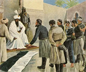 Moroccan Prints: The Prussian flag before the Sultan of Morocco, 1780, (1936). Creator: Unknown