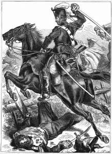 Prussian Hussar charging with sword drawn, Franco-Prussian War 1870-1871 Prussian Hussar charging with sword drawn, Franco-Prussian War 1870-1871