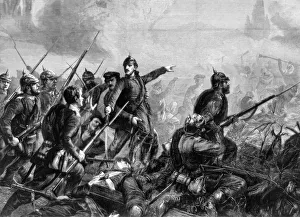 Prussian infantry at the charge, Franco-Prussian War, 1870