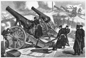 Siege Gun Prints: Prussian siege guns at the siege of Paris, Franco-Prussian War, 1871