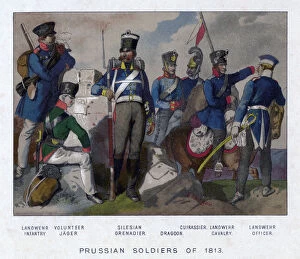 Burger Collection: Prussian soldiers of 1813.Artist: E Burger