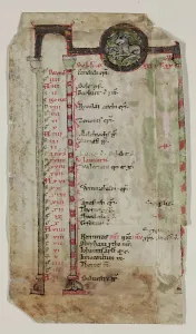 Details Prints: Psalter Leaf: Medallion with Animal and Part of December Calendar