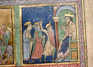 Wise Man Prints: Detail from a Psalter the Magi and Herod, c1140