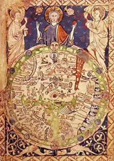 Mapmaking Prints: Psalter Map, c1250. Creator: Unknown
