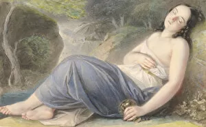 Black Hair Gallery: Psyche Asleep in a Landscape, 1837. Creator: Karl Joseph Aloys Agricola