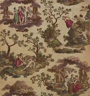 Cotton Plain Weave Prints: Psyche et L Armour (The Story of Cupid and Psyche) (Furnishing Fabric)