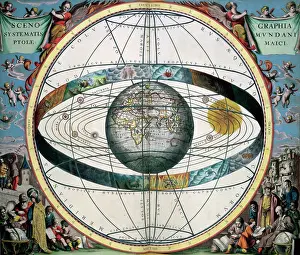 Ptolemy Claudius Prints: Ptolemaic Solar System, 1660. Creator: Unknown