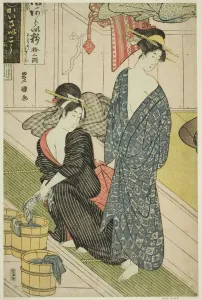 Buckets Prints: A Public Bath House, c. 1790s. Creator: Utagawa Toyokuni I