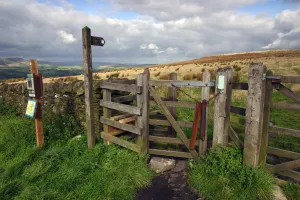 Fell Prints: Public footpath sign and kissing gate, Longridge Fell, Lancashire