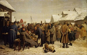 Public property auction for the arrears. Artist: Maximov, Vasili Maximovich (1844-1911)