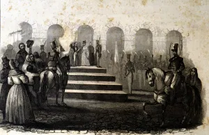 Proclamation Prints: Public reading of the proclamation of Elizabeth II as Queen of Spain under the regency