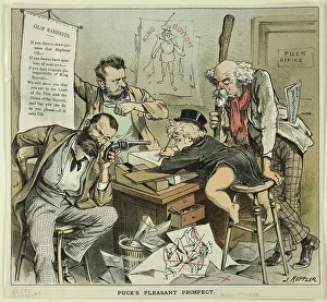 Cartoonist Prints: Puck's Pleasant Prospect, from Puck, published May 5, 1886. Creator: Joseph Keppler