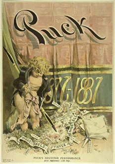 Puck's Souvenir Performance, from Puck, published March 2, 1887. Creator: Charles Jay Taylor