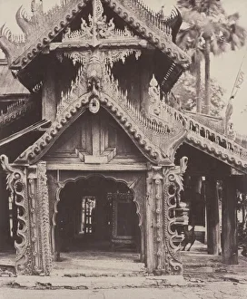 Myanmar Prints: Pugahm Myo: Carved Doorway in Courtyard of Shwe Zeegong Pagoda, Aug 20-24 or Oct 23, 1855