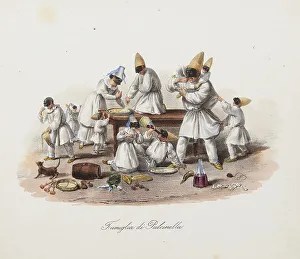 1840 Prints: Pulcinella's family. From Scene di vita e costumi napoletani