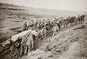 Hauling Prints: Pulling a big gun with a twelve horse team and the help of the gun crew