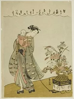 Rose Gallery: Pulling a Flower Cart, c. 1765 / 70. Creator: Suzuki Harunobu