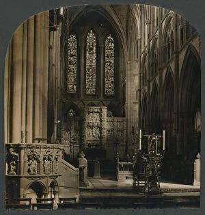 Choir Stall Gallery: The Pulpit and Choir of Truro Cathedral, Eng. c1910. Creator: Unknown