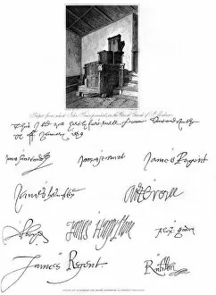 The pulpit of John Knox, and signatures of several eminent personages, 16th century, (1840).Artist: C J Smith