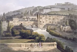 Arcade Prints: Pulteney Bridge, pub. 1806. Creator: John Claude Nattes (1765-1822)
