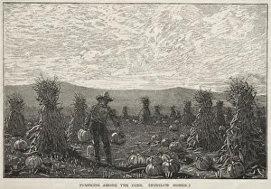 Winslow Homer American Prints: Pumpkins Among the Corn, 1878. Creator: Winslow Homer (American, 1836-1910)