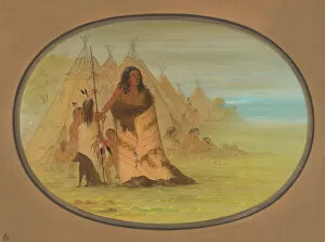 Teepee Gallery: Puncah Chief Surrounded by His Family, 1861 / 1869. Creator: George Catlin