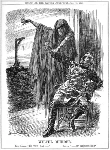 Gibbet Prints: Punch cartoon on the sinking of the Lusitania, 1915. Artist: Bernard Partridge