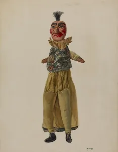 Punchinello Prints: Punch Clown Puppet, c. 1937. Creator: Florian Rokita