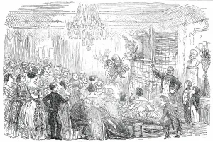 Punchinello Prints: Punch and Judy at Christmas - drawn by Leech, 1850. Creator: Unknown