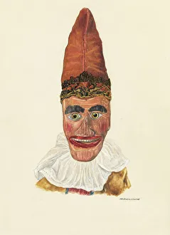 Punchinello Prints: Punch's Head, c. 1937. Creator: Edward Strzalkowski