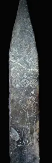 Black Background Prints: Punic stela of a priest holding a child