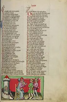 Heresy Prints: The Punishment of a Heretic; Weltchronik, about 1400-1410. Creator: Unknown