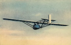 Glider Prints: Pupil in camouflaged Zogling training glider, 1932. Creator: Unknown