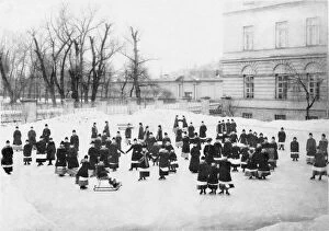 Bulla Gallery: Pupils of the Smolny Institute for Noble Maidens at at Winter Walk, c. 1913