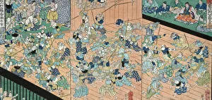Fencing Prints: The Pupils of Uji Joetsu Practicing Fencing, 19th century. Creator: Tsukioka Yoshitoshi