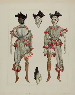 Period Costume Prints: Puppet - Clown on a Tear, c. 1937. Creator: Verna Tallman