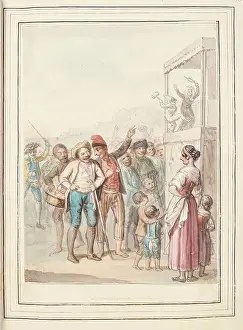 1776 Prints: Puppet Show at Naples, leaf from A Collection of Dresses by David Allan Mostly from Nature