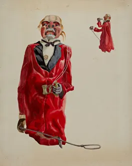 Period Costume Prints: Puppet with Opera Glass, c. 1937. Creator: Verna Tallman