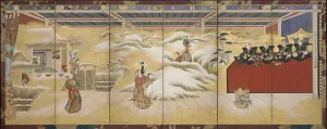 A Puppet-show: The Story of The Potted Trees, early 18th century. Creator: Bunkaku A Puppet-show: The Story of The Potted Trees, early 18th century. Creator: Bunkaku