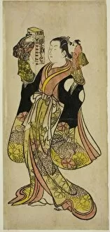 Hand Coloured Woodblock Print Gallery: Puppeteer, c. 1730. Creator: Okumura Toshinobu
