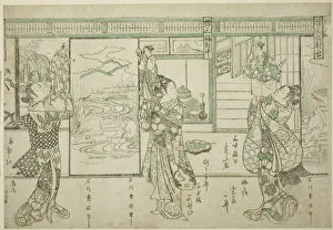 Puppet Show Prints: Puppeteers - A Set of Three (Ayatsuri sanpukutsui), c. 1752. Creator: Ishikawa Toyonobu